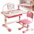 thumbnail image 2 of YNCE Kids Study Desk Chair Set, Height Adjustable Toddlers Writing Table with Tiltable Reading Stand, Living Room Bedroom Children Learning Table with Extra Large Drawer, 2 of 8