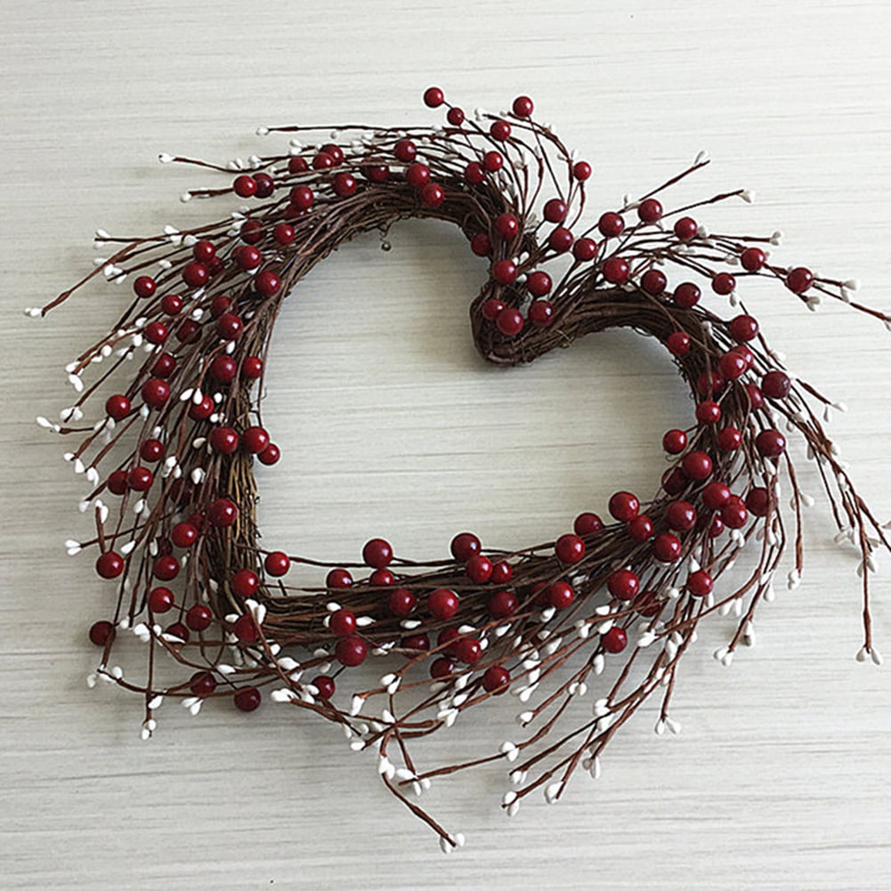 VORCOOL Christmas Rattan DIY Craft Grapevine Wreath Vine Natural Twig Heart Shaped Grapevine Garland Hanging Wreaths Rattan Festive Shop Window Door Decor