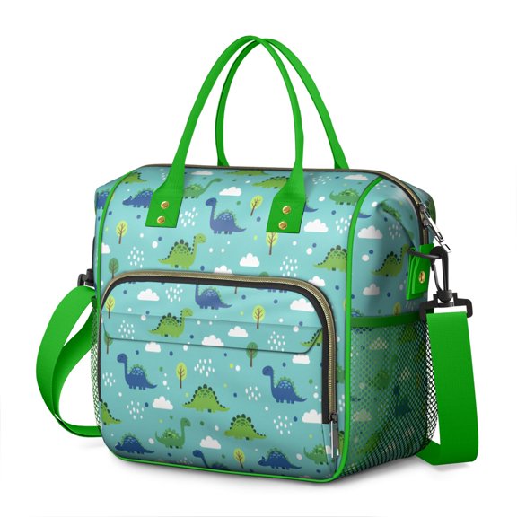 Light Blue Dinosaurs Clouds Trees Pattern Womens Lunch Box for Work,Insulated Large Lunch Bag for Tween and Teen,Loncheras Para Mujer,Leakproof Adult Lunch Bag for Work,Beach,Travel,Picnic,Camping