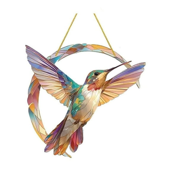 Guanhe Christmas Gifts Hummingbird Suncatcher Colorful Window Hanging Window Stained Glass Suncatcher Stained Glass Birds