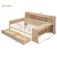 thumbnail image 3 of Full Size Daybed with 2 Storage Drawers, Wooden Daybed Frame with Storage Shelves and Study Desk for Bedroom Living Room, Easy Assembly, No Box Spring Needed, Natural, 3 of 7