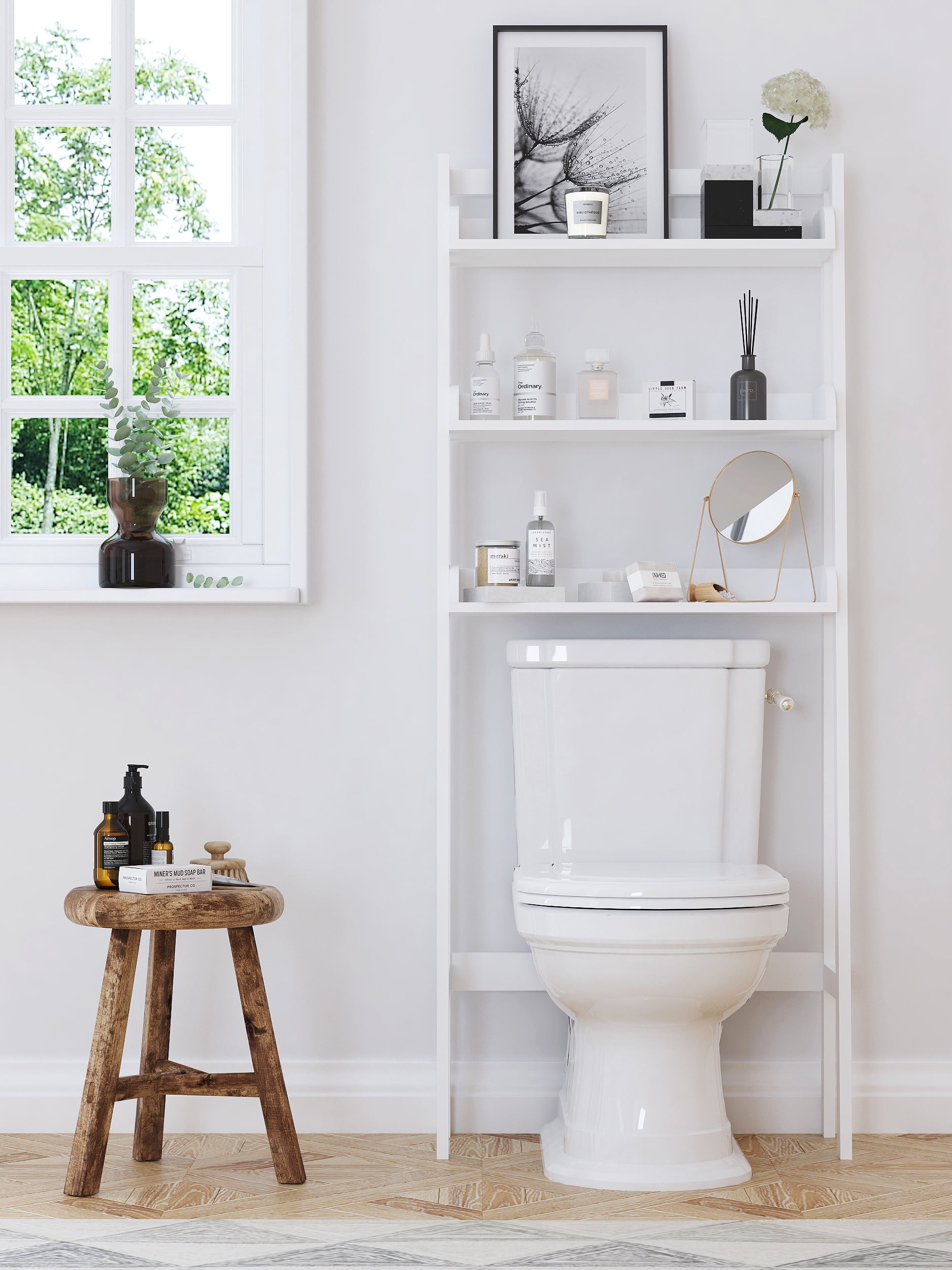 STAROUS Over The Toilet Storage Shelf, 3-Tier Over Toilet Bathroom Organizer, Above Toilet Shelves, Bathroom Spacesaver, White