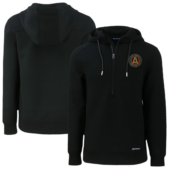 Men's-Cutter & Buck Black Atlanta United FC Roam Eco Half-Zip Recycled Pullover Hoodie