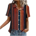 thumbnail image 5 of Craaazy Turndown Collar Short Sleeve Tops for Women Button Front Summer Beach Vacation Loose Clothes with Fashion Prints Gifts, 5 of 6