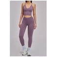 thumbnail image 3 of PISONIC 2 Piece Workout Sets for Women Cross Back V Neck Tank Top Matching High Waist Leggings Gym Sets, 3 of 5