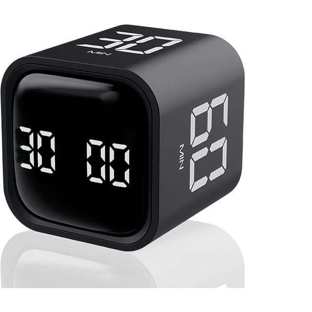 Temporizr digital cubo Pomodoro para escritorio recargable de productividad 5/10/30/60 minutos y cuenta regresiva lizada, vibración y alarma de sonido ajustable, para tareas