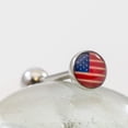 thumbnail image 2 of Surgical Steel Tongue Ring Straight Barbell 14 Gauge  USA Flag Logo, 2 of 4