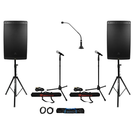 JBL Church Sound System w/ (2) 15" 1000 Watt Speakers+Stands+Dynamics+Podium Mic