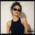 thumbnail image 4 of SA106 Womens Simple Classical Oval Thin Plastic Sunglasses / All Black, 4 of 6