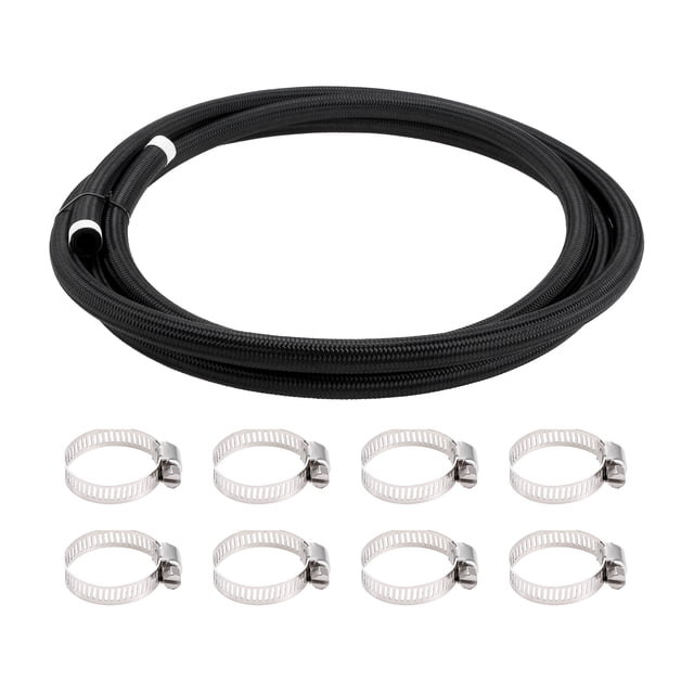 Kit de línea de combustible Unique Bargains de 1/2" 12 pies manguera de vacío manguera de combustible automotriz con 8 abrazaderas 1 juego
