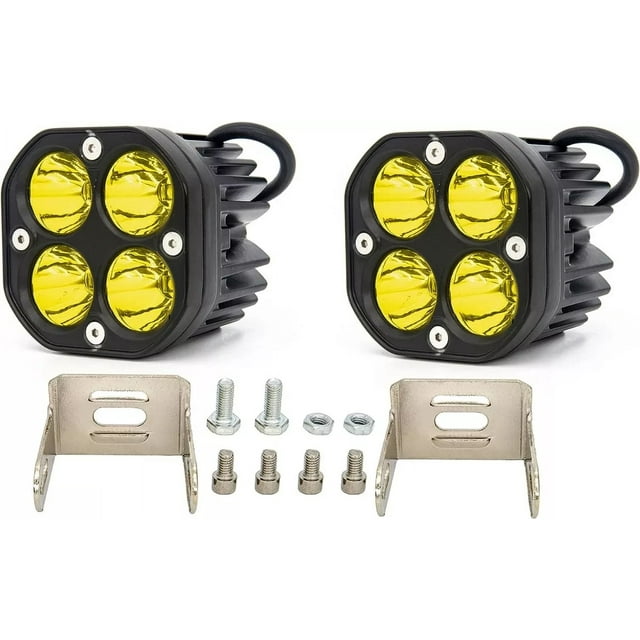 Par Ámbar Cuadrado 3'' Faros Barras Led Auxiliar Fija Moto