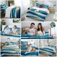 thumbnail image 5 of Abstract Modern Duvet Cover Set Queen Size, Gold Blue Ripple 4 Piece Soft Microfiber Bedding Set with 1 Duvet Cover, 1 Flat Sheet, 2 Pillowcases, 5 of 9