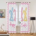 thumbnail image 2 of Easter Kitchen Curtains Window Panels, Spring Polka Dot Bunny Pink Plaid Checkered Insulated Window Treatment Curtain, Grommet Curtains for Bedroom/Living Room/Bathroom, 2 Piece 42"Wx84"L, 2 of 8