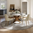 thumbnail image 3 of POVISON 51"Modern Round Glossy White Dining Table for 4, Sintered Stone Tabletop with Bronze X Carbon Steel Base, 3 of 9