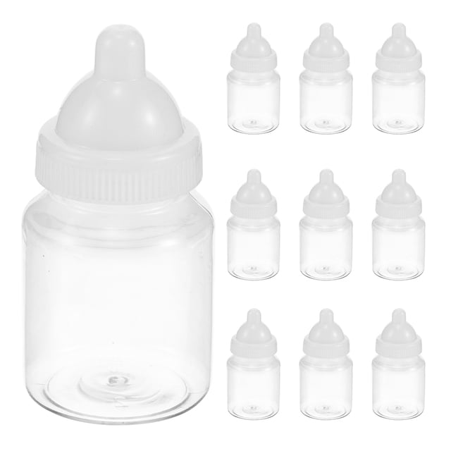 24 cajas transparentes para dulces para baby shower, mini biberones para recuerdos de fiesta, biberones de plástico, contenedores para dulces de baby shower