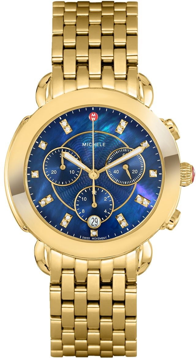 Michele Sidney Gold Diamond Blue Dial Women s Watch MWW30A000049 Walmart