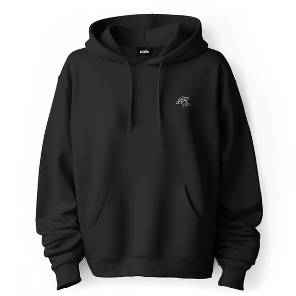Dalix UFO Embroidered Fleece Zip Hoodie Cold Fall Winter Mens in Black 2XL XX-Large