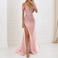 thumbnail image 2 of Women's Elegant Sequin Off Shoulder Slit Dress For Party Evening Banquet Long Bodycon Prom Gown Trendy Summer Casual Wear Summer Dresses for Women 2025, 2 of 5