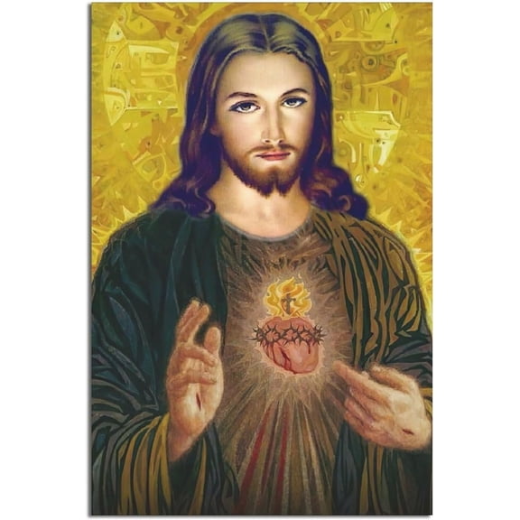 Aaheei Christ Art Sacred Heart of Jesus Poster Picture Canvas Wall Art Print Home Room Decor