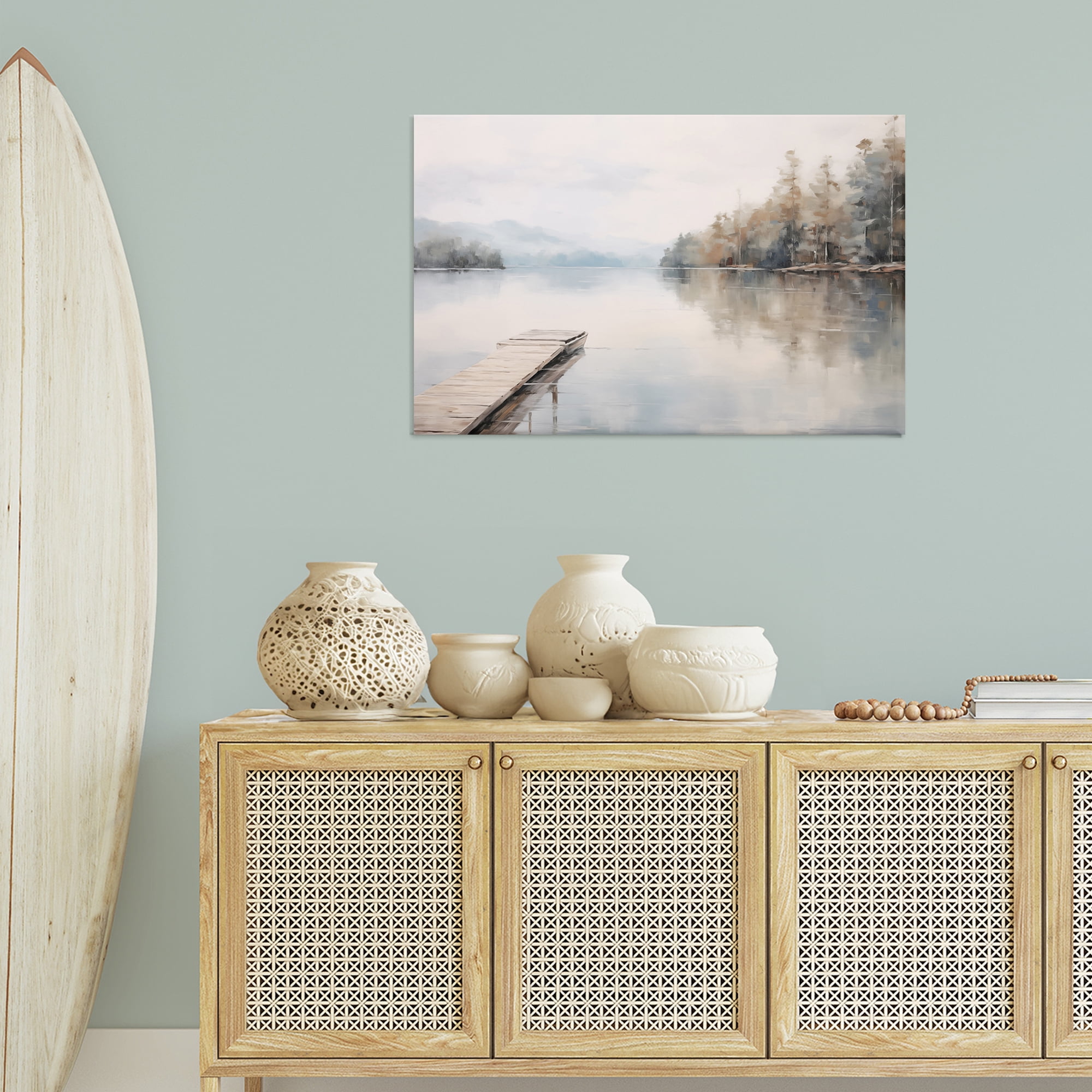 Stupell Industries Old Lake Dock View Landscape & Nature Painting Wrapped Canvas Art Print Wall Art, 36 x 24