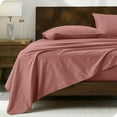 thumbnail image 2 of Bare Home Organic Percale Sheet Set - 300 Thread Count - 100% Organic Cotton - Split King, Dusty Rose, 2 of 7