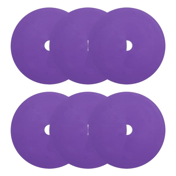 Spot Markers 6 Inch, 6 Pcs Non-Slip Floor Dots Agility Markers Flat Field Cones Poly Dots with Hole, Purple