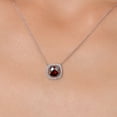 thumbnail image 3 of Gem Stone King 10K White Gold Red Garnet and White Lab Grown Diamond Pendant Necklace for Women | 1.06 Cttw | Gemstone January Birthstone | Cushion Checkerboard 6MM | With 18 inch Chain, 3 of 6