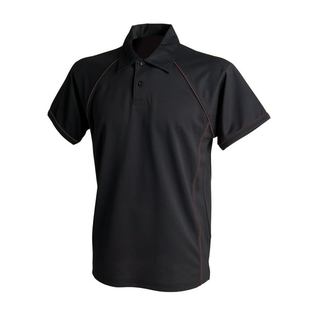 Finden & Hales - Polo deportivo/de deporte transpirable Modelo Piped Sports para hombre/caballero - Verano/ Deporte (Negro/Negro)