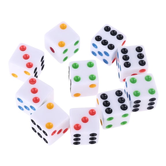 ZUARFY 10pcs/set D6 Six Sided Spot Dice Square Opaque 15mm Dices Role Playing Game for Bar Club Party