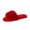 Slippers # Red, variant on Womens Slippers Open Toe Faux Fur Slides Plush Fuzzy House Shoes Indoor Bedroom Slip On Scuff Elegant Loungewear Footwear