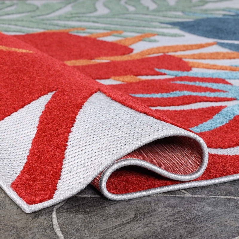 Superior Waikiki Tropical Leaves Indoor Outdoor Area Rug, 10' x 14', Multicolor