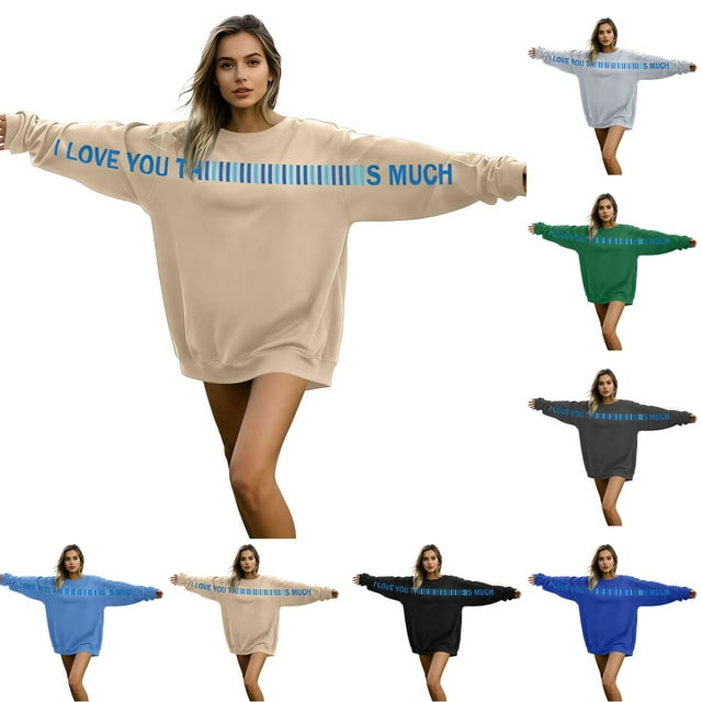 RKSTN Couples Valentine's Day Sweatshirt for Women Oversized Crewneck Valentines Letter Printed Sweatshirts Unisex Couples Plus Size Round Neck Loose Comfy Long Sleeve Sweatshirt Couplewear