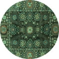 thumbnail image 1 of Ahgly Company Machine Washable Indoor Round Abstract Turquoise Blue Modern Area Rugs, 8' Round, 1 of 4