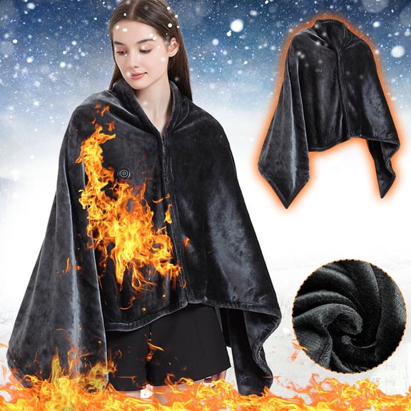 Fankiway Cordless Heated Shawl Heating Shawl Electric Blanket, Charging Coral Fleece Warm Electric Shawl Pad, Safe and Portable, Suitable for Outdoor, Office, Camping