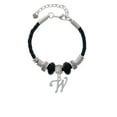thumbnail image 2 of Delight Jewelry Silvertone Small Gelato Script Initial - W - Aunt Celtic Knot Leather Bead Bracelet, 7"+2" Extender, 2 of 4