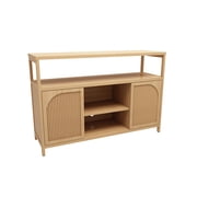 GDF Studio Bamboo Sideboard Storage Cabinet with 2 Doors and Open Shelves, Natural