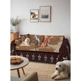 thumbnail image 6 of Brown Retro Horse Couch Cover for 2 Cushion Couch, Vintage Western Stars Country Washable Love Seat Sofa Covers Slipcover, Throw Sofa Covers for Pets, Furniture Protector 71"x102", 6 of 9