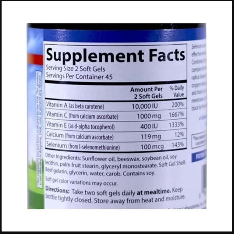 Carlson Labs - ACES + Zn Vitamins A C E + Selenium, 180 Softgels -  Walmart.com