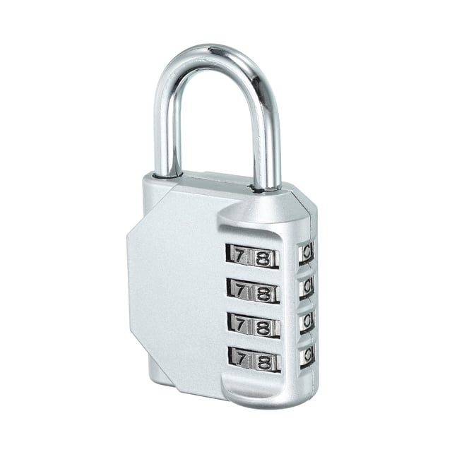 Unique Bargains 3' Long 4 Digit Combination Padlock, Waterproof Zinc Alloy Resettable Combination Lock, Silver Tone
