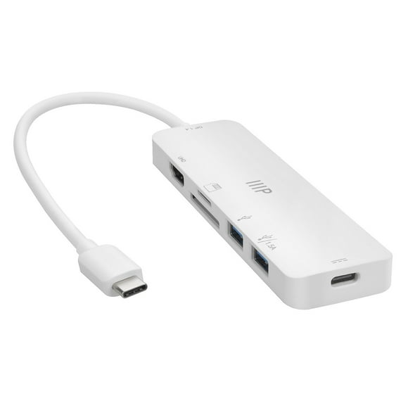 Monoprice 6-en-1 USB-C Multiport 4K HDMI Adaptateur, 4k60hz HDMI, Lecteurs de Cartes, 100W PD, Compatible avec MacBook Pro/Air 2020, Galaxy S21, iPad Pro 2020