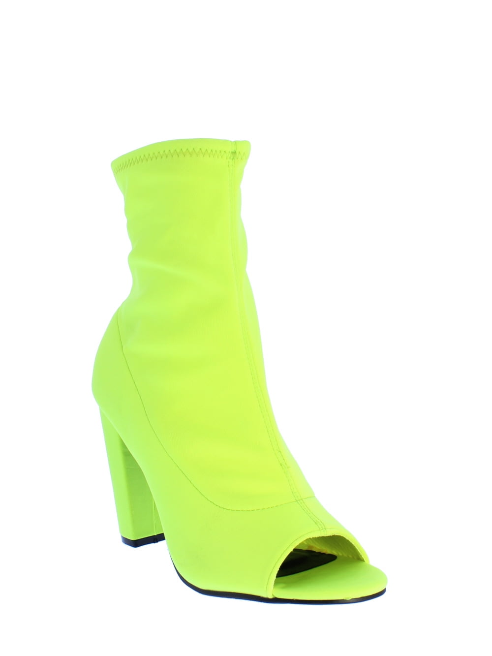 yellow open toe booties