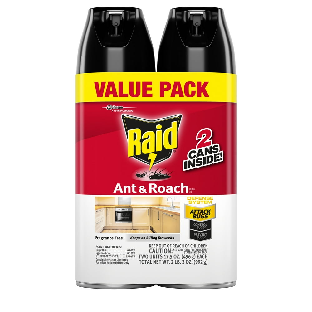 Raid Ant & Roach Killer 26, Fragrance Free, 17.5 oz, 2 ct - Walmart.com