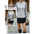 thumbnail image 7 of ZXSXSY Womens Sparkle Sequins Long Sleeve Mock Neck Ribbed Knit Pullover Sweaters, 7 of 7