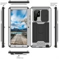 thumbnail image 3 of ELEHOLD for Samsung Galaxy S22 Ultra Heavy Duty Case, Metal Frame Triple-Layer Armor Military Grade Shockproof Kickstand Screen Protector Camera Lens Sliding Anti-Scratch Rugged Case,Silver, 3 of 7