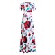 thumbnail image 2 of Vestido largo estampado de 2 piezas Vestido con abertura lateral estampado floral con cuello en V profundo de moda para mujer Blanco M, 2 of 4