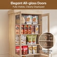 thumbnail image 5 of 71"Tall Pantry Storage Cabinet,Wood Kitchen Cabinet with Glass Doors&Drawers and Adjustable Shelves for Dining Room Living Room,Brown,4 Pcs, 5 of 8