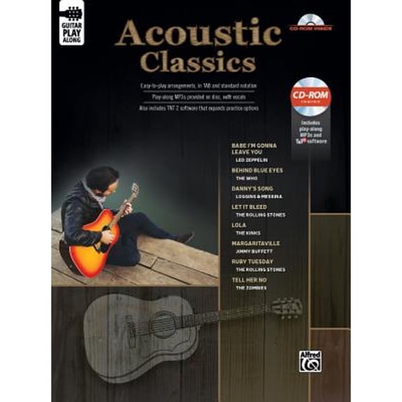 Pre-Owned Classic Acoustic Guitar Play-Along: Guitar Tab, Book & CD-ROM (Paperback 9781470633417) by Alfred Music