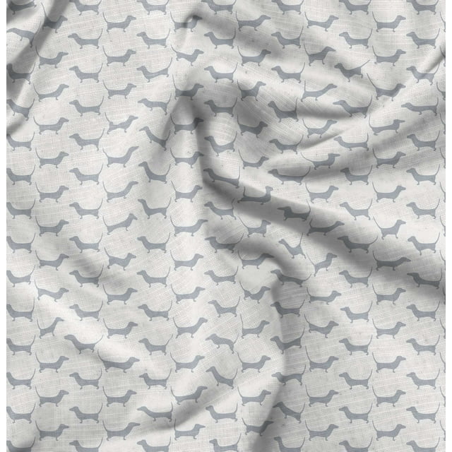 Soimoi Polyester Crepe Fabric Dachshund Dog Print Fabric by The Yard 42 Inch Wide