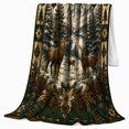 thumbnail image 2 of Winter Forest Deer Family Snowflakes Holiday Garland Nostalgic, Peaceful Mountain Lake Scene, Warm Flannel Blanket for Cabin and Lodge, Outdoor Lovers Camping Gift, Festive Home Decor, 2 of 9