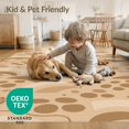 thumbnail image 4 of ODIKA 9'x12' Tan Brown Retro Modern Geometric Wave Washable Area Rug Vintage Inspired Abstract Circles Floral Motifs Non-Slip, Chair-Friendly for Dining Room, Basement, Large Office, 4 of 7